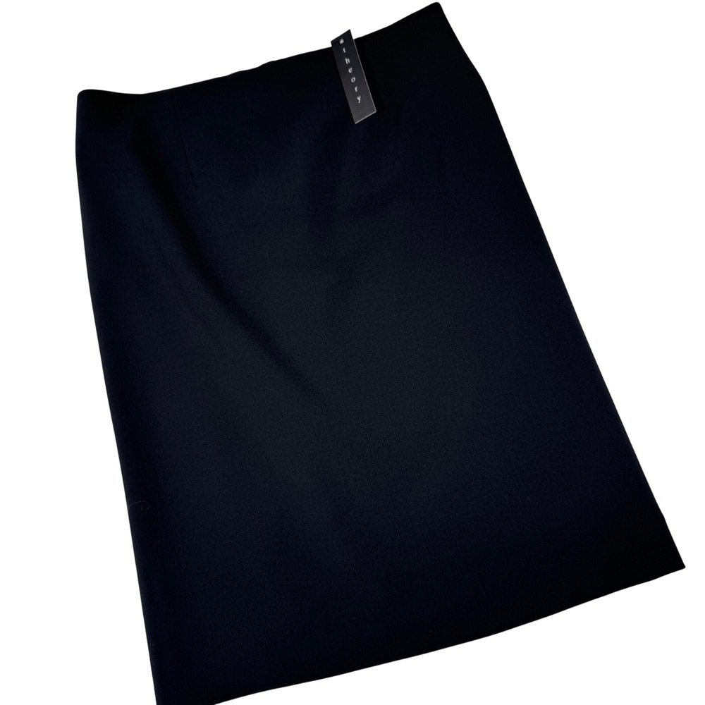 Theory Pencil Skirt Womens 6 Black Wool Blend Golda 2 NWT D0005308 Office Chic